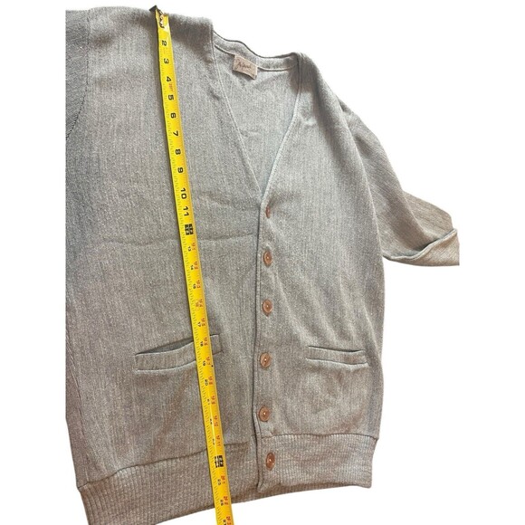 John Wannamaker Gray Cardigan Boyfriend Gray Sweater Pink Button Bishop Sleeve L - Picture 9 of 11